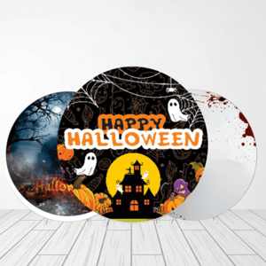 CAPA PAINEL REDONDO HALLOWEEN DIA DAS BRUXAS | TECIDO PREMIUM  | VÁRIOS MODELOS - 1.50X1.50M E 50X50CM Tecido: Helanca 1.50x1.50m E 50X50cm    