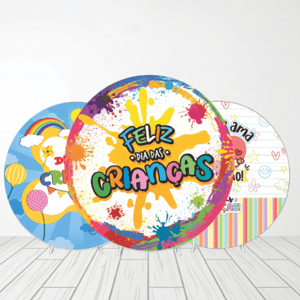 CAPA PAINEL REDONDO DIA DAS CRIANÇAS | TECIDO PREMIUM  | VÁRIOS MODELOS - 1.50X1.50M E 50X50CM