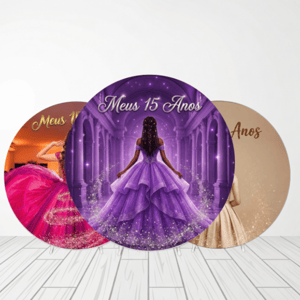 CAPA PAINEL REDONDO 15 ANOS | TECIDO PREMIUM  | VÁRIOS MODELOS - 1.50X1.50M E 50X50CM Tecido: Helanca 1.50x1.50m E 50X50cm    