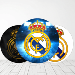 CAPA PAINEL REDONDO REAL MADRID | TECIDO PREMIUM  | VÁRIOS MODELOS - 1.50X1.50M E 50X50CM Tecido: Helanca 1.50x1.50m E 50X50cm    