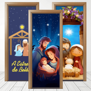 CAPA PAINEL PORTA NATAL PRESÉPIO | TECIDO PREMIUM  | VÁRIOS MODELOS - 85cm x 2.10M Tecido: Helanca 85cm x 2.10M    