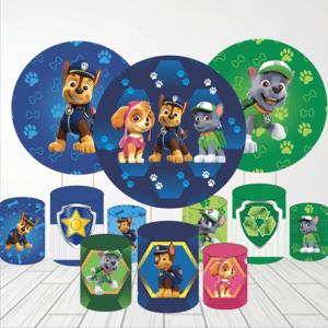 KIT CAPA PAINEL REDONDO E CILÍNDROS PATRULHA CANINA | TECIDO PREMIUM  | VÁRIOS MODELOS. Tecido: Helanca     