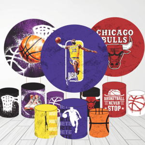 KIT CAPA PAINEL REDONDO E CILÍNDROS BASQUETE | TECIDO PREMIUM  | VÁRIOS MODELOS. Tecido: Helanca     