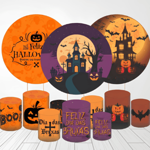 KIT CAPA PAINEL REDONDO E CILÍNDROS HALLOWEEN  | TECIDO PREMIUM  | VÁRIOS MODELOS.