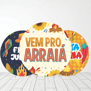 CAPA PAINEL REDONDO FESTA JUNINA | TECIDO PREMIUM  | VÁRIOS MODELOS - 1.50X1.50M E 50X50CM Tecido: Helanca 1.50x1.50m E 50X50cm    