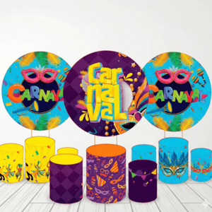 KIT CAPA PAINEL REDONDO E CILÍNDROS CARNAVAL | TECIDO PREMIUM  | VÁRIOS MODELOS. Tecido: Helanca     