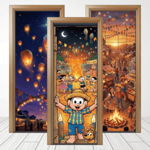 CAPA PAINEL PORTA FESTA JUNINA | TECIDO PREMIUM  | VÁRIOS MODELOS - 85cm x 2.10M Tecido: Helanca 85cm x 2.10M    