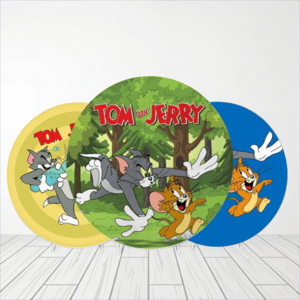 CAPA PAINEL REDONDO TOM E JERRY | TECIDO PREMIUM  | VÁRIOS MODELOS - 1.50X1.50M E 50X50CM Tecido: Helanca 1.50x1.50m E 50X50cm    