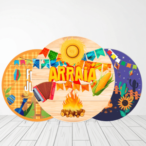 CAPA PAINEL REDONDO FESTA JUNINA | TECIDO PREMIUM  | VÁRIOS MODELOS - 1.50X1.50M E 50X50CM Tecido: Helanca 1.50x1.50m E 50X50cm    