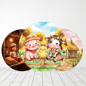 CAPA PAINEL REDONDO FESTA JUNINA | TECIDO PREMIUM  | VÁRIOS MODELOS - 1.50X1.50M E 50X50CM