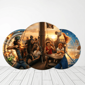 CAPA PAINEL REDONDO ANIME ONE PIECE | TECIDO PREMIUM  | VÁRIOS MODELOS - 1.50X1.50M E 50X50CM Tecido: Helanca 1.50x1.50m E 50X50cm    