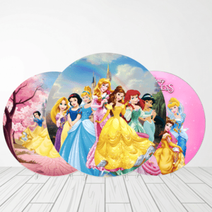 CAPA PAINEL REDONDO PRINCESAS | TECIDO PREMIUM  | VÁRIOS MODELOS - 1.50X1.50M E 50X50CM Tecido: Helanca 1.50x1.50m E 50X50cm    