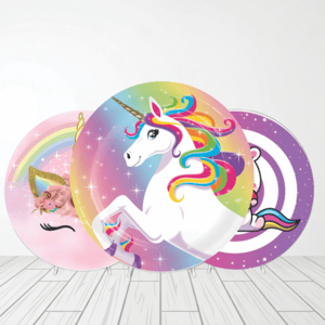 CAPA PAINEL REDONDO UNICÓRNIO | TECIDO PREMIUM  | VÁRIOS MODELOS - 1.50X1.50M E 50X50CM Tecido: Helanca 1.50x1.50m E 50X50cm    