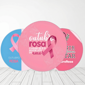 CAPA PAINEL REDONDO OUTUBRO ROSA | TECIDO PREMIUM  | VÁRIOS MODELOS - 1.50X1.50M E 50X50CM