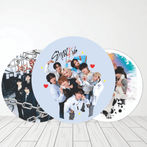 CAPA PAINEL REDONDO KPOP STRAY KIDS | TECIDO PREMIUM  | VÁRIOS MODELOS - 1.50X1.50M E 50X50CM Tecido: Helanca 1.50x1.50m E 50X50cm    