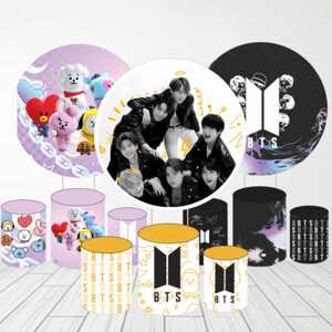 KIT CAPA PAINEL REDONDO E CILÍNDROS KPOP BTS | TECIDO PREMIUM  | VÁRIOS MODELOS. Tecido: Helanca     