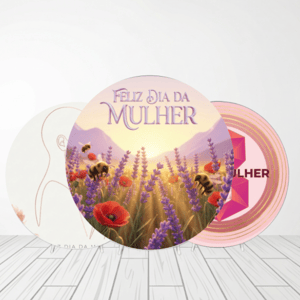 CAPA PAINEL REDONDO DIA DAS MULHERES | TECIDO PREMIUM  | VÁRIOS MODELOS - 1.50X1.50M E 50X50CM Tecido: Helanca 1.50x1.50m E 50X50cm    