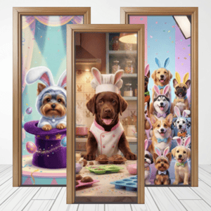 CAPA PAINEL PORTA PÁSCOA CACHORRINHO | TECIDO PREMIUM  | VÁRIOS MODELOS - 85cm x 2.10M Tecido: Helanca 85cm x 2.10M    