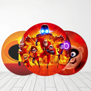 CAPA PAINEL REDONDO OS INCRÍVEIS | TECIDO PREMIUM  | VÁRIOS MODELOS - 1.50X1.50M E 50X50CM Tecido: Helanca 1.50x1.50m E 50X50cm    