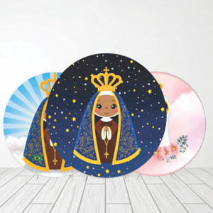 CAPA PAINEL REDONDO NOSSA SENHORA APARECIDA | TECIDO PREMIUM  | VÁRIOS MODELOS - 1.50X1.50M E 50X50CM Tecido: Helanca 1.50x1.50m E 50X50cm    