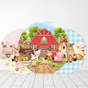 CAPA PAINEL REDONDO FAZENDINHA | TECIDO PREMIUM  | VÁRIOS MODELOS - 1.50X1.50M E 50X50CM Tecido: Helanca 1.50x1.50m E 50X50cm    