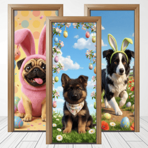 CAPA PAINEL PORTA PÁSCOA CACHORRINHO | TECIDO PREMIUM  | VÁRIOS MODELOS - 85cm x 2.10M Tecido: Helanca 85cm x 2.10M    