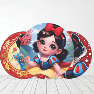CAPA PAINEL REDONDO PRINCESA BRANCA DE NEVE | TECIDO PREMIUM  | VÁRIOS MODELOS - 1.50X1.50M E 50X50CM Tecido: Helanca 1.50x1.50m E 50X50cm    
