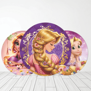CAPA PAINEL REDONDO PRINCESA RAPUNZEL ENROLADOS | TECIDO PREMIUM  | VÁRIOS MODELOS - 1.50X1.50M E 50X50CM Tecido: Helanca 1.50x1.50m E 50X50cm    