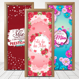CAPA PAINEL PORTA DIA DAS MÃES  | TECIDO PREMIUM  | VÁRIOS MODELOS - 85cm x 2.10M Tecido: Helanca 85cm x 2.10M    