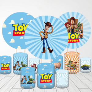 KIT CAPA PAINEL REDONDO E CILÍNDROS TOY STORY | TECIDO PREMIUM  | VÁRIOS MODELOS. Tecido: Helanca     