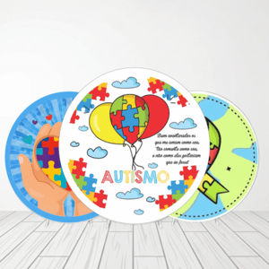 CAPA PAINEL REDONDO ABRIL AZUL  AUTISMO | TECIDO PREMIUM  | VÁRIOS MODELOS - 1.50X1.50M E 50X50CM Tecido: Helanca 1.50x1.50m E 50X50cm    