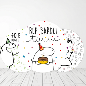 CAPA PAINEL REDONDO ANIVERSÁRIO FLORK | TECIDO PREMIUM  | VÁRIOS MODELOS - 1.50X1.50M E 50X50CM Tecido: Helanca 1.50x1.50m E 50X50cm    