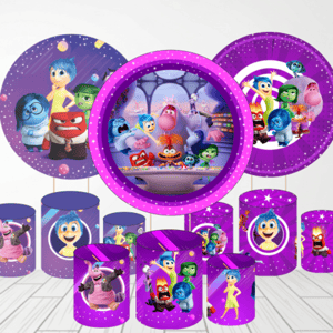 KIT CAPA PAINEL REDONDO E CILÍNDROS DIVERTIDAMENTE | TECIDO PREMIUM  | VÁRIOS MODELOS.