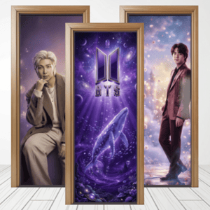 CAPA PAINEL PORTA KPOP BTS | TECIDO PREMIUM  | VÁRIOS MODELOS - 85cm x 2.10M Tecido: Helanca 85cm x 2.10M    