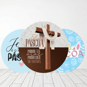 CAPA PAINEL REDONDO PÁSCOA CRISTÃ | TECIDO PREMIUM  | VÁRIOS MODELOS - 1.50X1.50M E 50X50CM