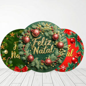 CAPA PAINEL REDONDO NATAL | TECIDO PREMIUM  | VÁRIOS MODELOS - 1.50X1.50M E 50X50CM Tecido: Helanca 1.50x1.50m E 50X50cm    