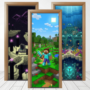 CAPA PAINEL PORTA MINECRAFT| TECIDO PREMIUM  | VÁRIOS MODELOS - 85cm x 2.10M Tecido: Helanca 85cm x 2.10M    