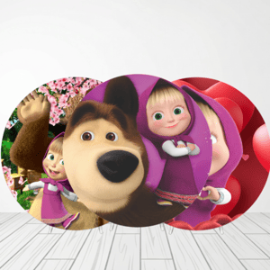 CAPA PAINEL REDONDO MASHA E O URSO | TECIDO PREMIUM  | VÁRIOS MODELOS - 1.50X1.50M E 50X50CM Tecido: Helanca 1.50x1.50m E 50X50cm    