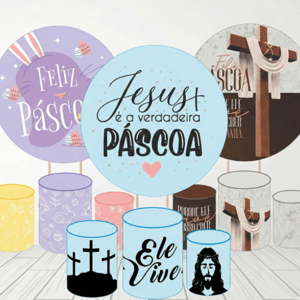 KIT CAPA PAINEL REDONDO E CILÍNDROS PÁSCOA | TECIDO PREMIUM  | VÁRIOS MODELOS.