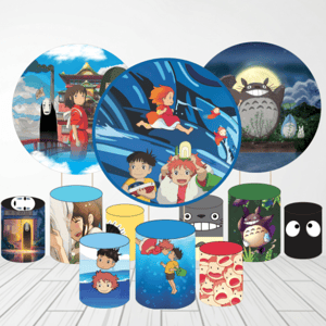 KIT CAPA PAINEL REDONDO E CILÍNDROS STUDIO GHIBLI | TECIDO PREMIUM  | VÁRIOS MODELOS. Tecido: Helanca     