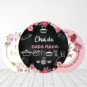 CAPA PAINEL REDONDO CHÁ DE PANELA E CHÁ DE CASA NOVA | TECIDO PREMIUM  | VÁRIOS MODELOS - 1.50X1.50M E 50X50CM Tecido: Helanca 1.50x1.50m E 50X50cm    