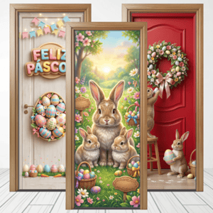 CAPA PAINEL PORTA PÁSCOA COELHO| TECIDO PREMIUM  | VÁRIOS MODELOS - 85cm x 2.10M Tecido: Helanca 85cm x 2.10M    