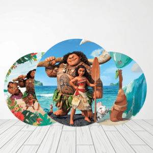 CAPA PAINEL REDONDO PRINCESA MOANA | TECIDO PREMIUM  | VÁRIOS MODELOS - 1.50X1.50M E 50X50CM Tecido: Helanca 1.50x1.50m E 50X50cm    