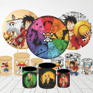 KIT CAPA PAINEL REDONDO E CILÍNDROS ANIME ONE PIECE | TECIDO PREMIUM  | VÁRIOS MODELOS. Tecido: Helanca     