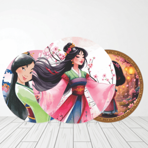 CAPA PAINEL REDONDO PRINCESA MULAN | TECIDO PREMIUM  | VÁRIOS MODELOS - 1.50X1.50M E 50X50CM Tecido: Helanca 1.50x1.50m E 50X50cm    