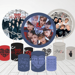 KIT CAPA PAINEL REDONDO E CILÍNDROS STRAY KIDS KPOP | TECIDO PREMIUM  | VÁRIOS MODELOS. Tecido: Helanca     