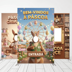 CAPA FUNDO INTERATIVO PÁSCOA COELHO | TECIDO PREMIUM  | VÁRIOS MODELOS - 1.50X2.20M Tecido: Helanca 1.50X2.20M    