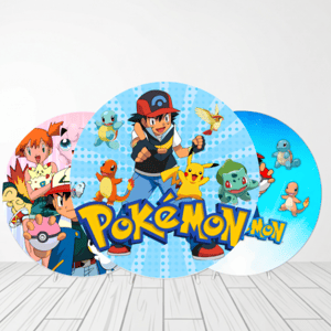 CAPA PAINEL REDONDO ANIME POKEMON | TECIDO PREMIUM  | VÁRIOS MODELOS - 1.50X1.50M E 50X50CM Tecido: Helanca 1.50x1.50m E 50X50cm    