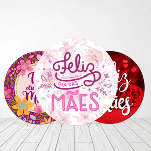 CAPA PAINEL REDONDO DIA DAS MÃES | TECIDO PREMIUM  | VÁRIOS MODELOS - 1.50X1.50M E 50X50CM