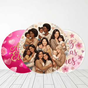 CAPA PAINEL REDONDO DIA DAS MÃES | TECIDO PREMIUM | VÁRIOS MODELOS - 1.50X1.50M E 50X50CM Tecido: Helanca 1.50x1.50m E 50X50cm